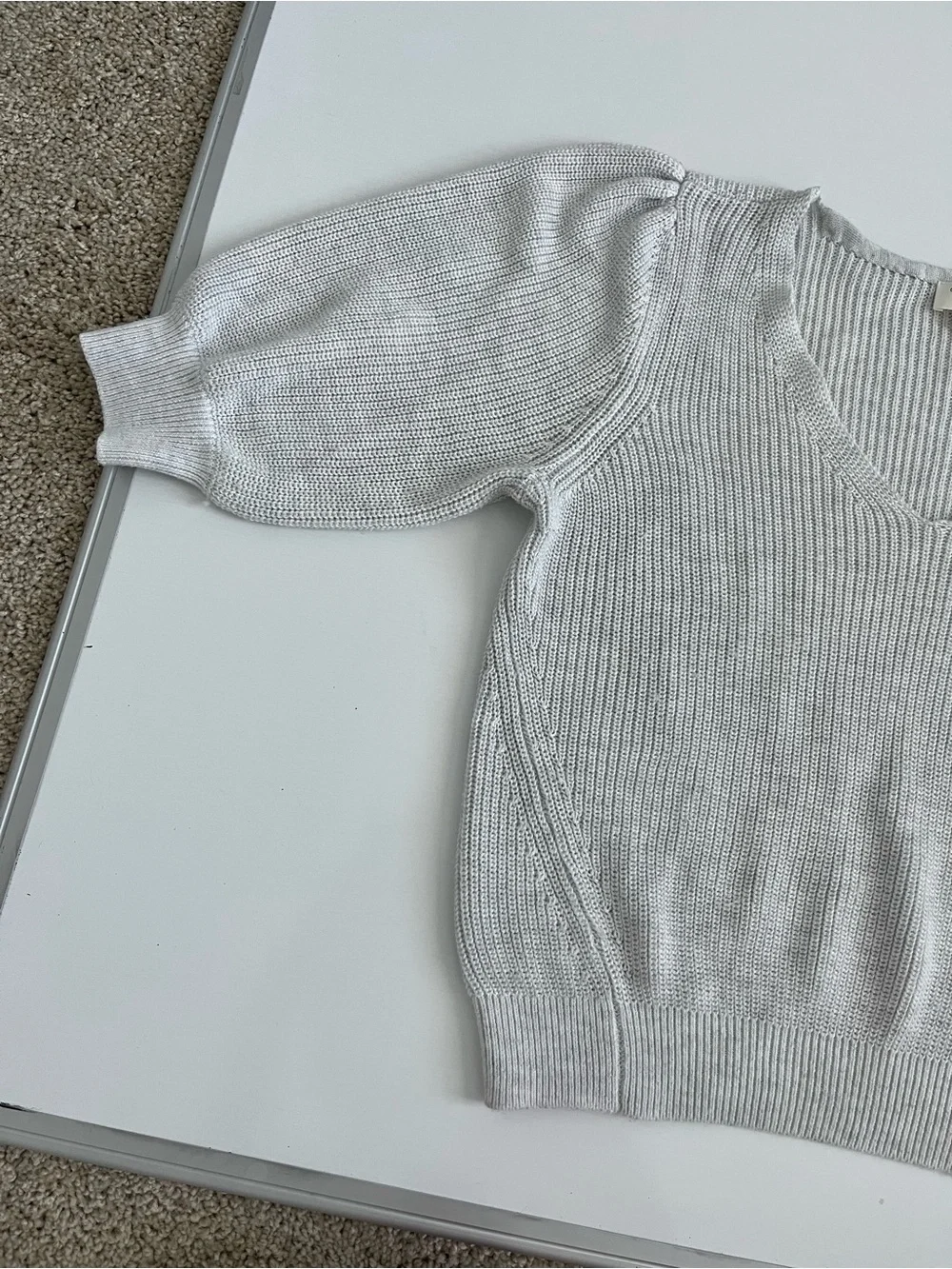 Gentle Fawn Light Gray V-Neck Puff Sleeve Knit- phoebe sweater